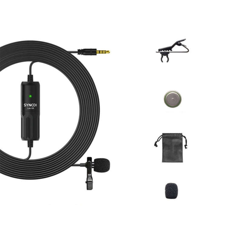 SYNCO S8 Lavalier Live Wired Microphone, Spec: Black