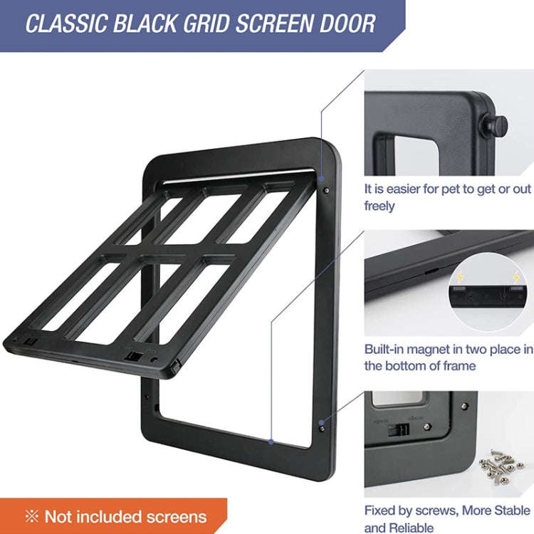 34cmx 44cm Pet Window Door Dog Cat Cave Anti-mosquito Pet Lattice Door(Black)