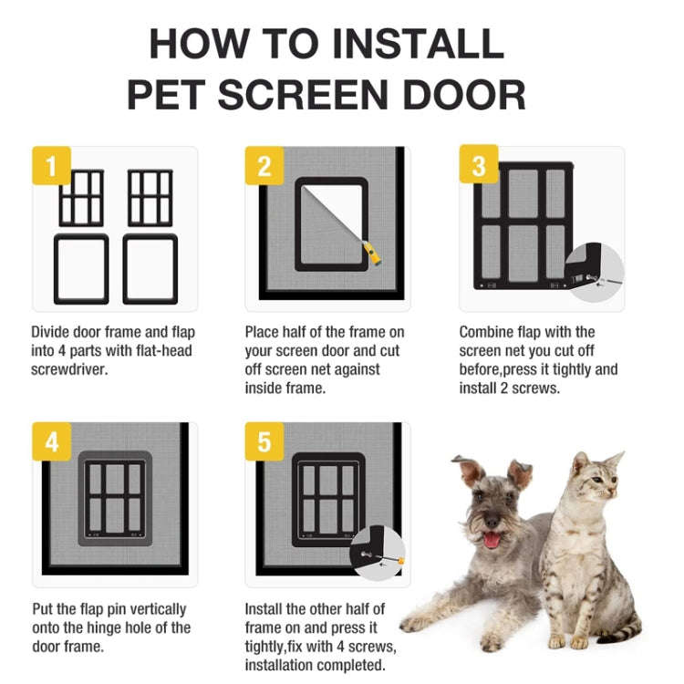 34cmx 44cm Pet Window Door Dog Cat Cave Anti-mosquito Pet Lattice Door(Black)