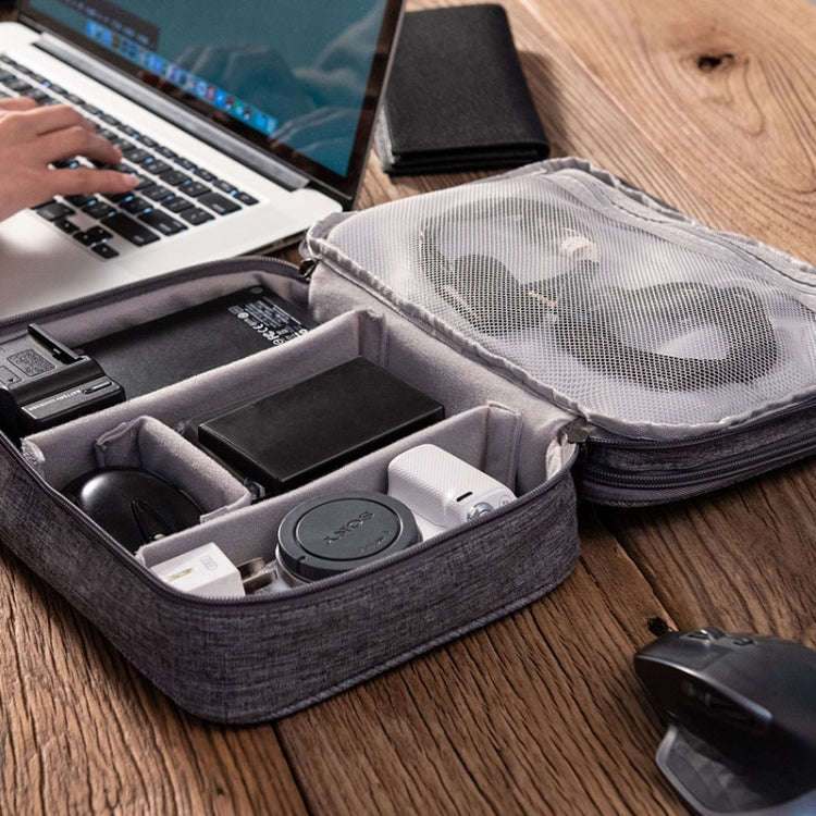 5 Inch Multifunctional Electronic Digital Earphone Power Cord Storage Bag(Black)