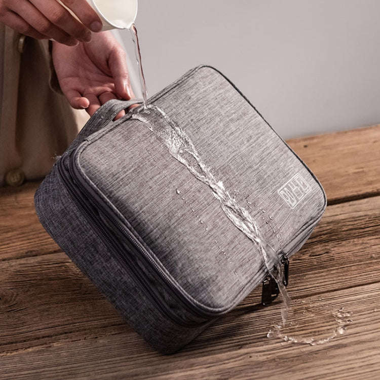 5 Inch Multifunctional Electronic Digital Earphone Power Cord Storage Bag(Dark Gray)