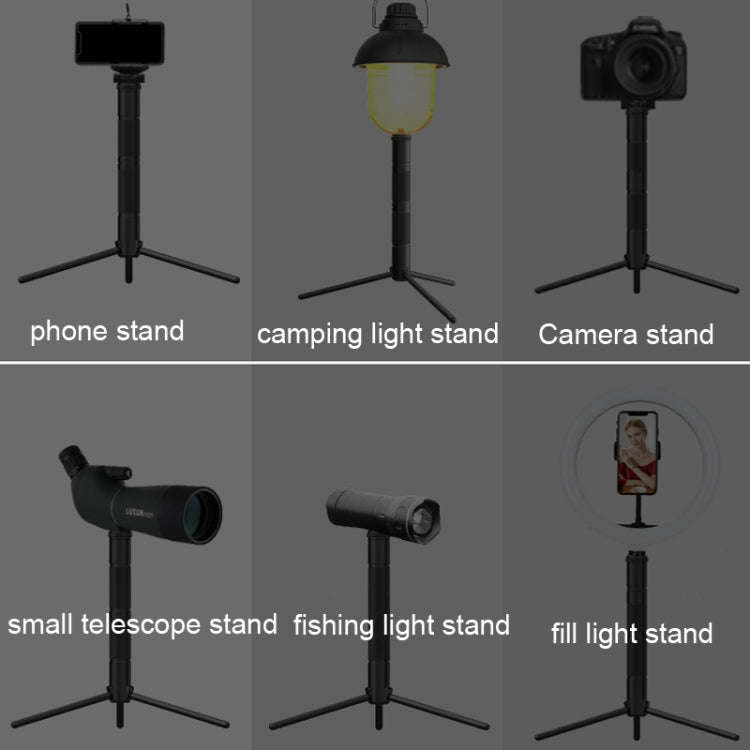 Foldable Portable Aluminum Alloy Tripod Light Stand Mobile Phone Live Tripod(Black)