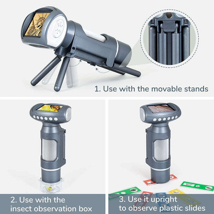 Children Camera Microscope USB Electronic Microscope Digital Magnifying Glass(Silver Gray)