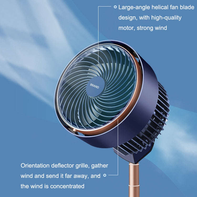 Shaking Head Air Circulation Fan Household Silent Bedroom Floor Fan, CN Plug(Dark Blue)