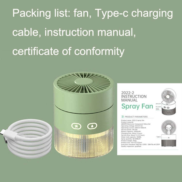OM008 Desktop Foldable Spray Humidification Mini USB Water Cooling Fan(Mousse Green)