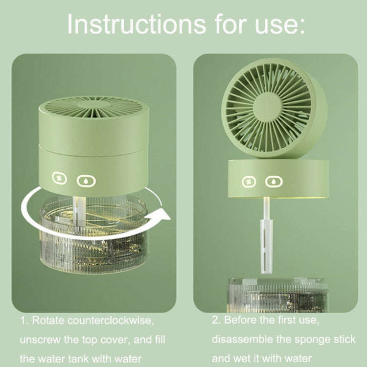 OM008 Desktop Foldable Spray Humidification Mini USB Water Cooling Fan(Mousse Green)
