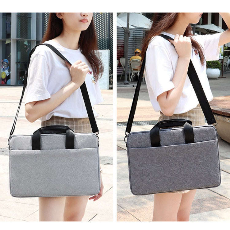 ST09 Portable Single-shoulder Laptop Bag, Size: 14.1-15.4 inches(Gray with Shoulder Strap)
