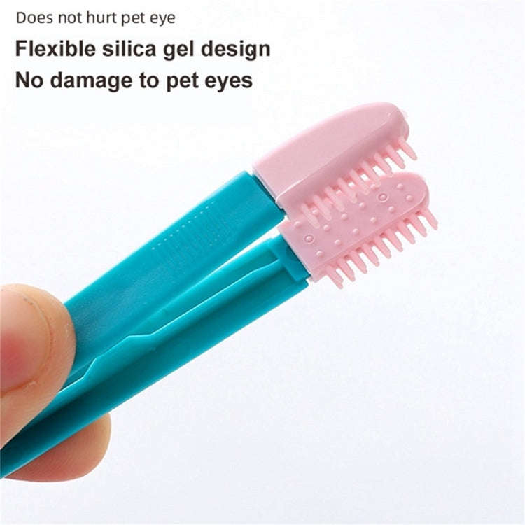 Cat Eye Brush Pet Eye Cleaner Cat Hair Knot Brush(Blue Pink)