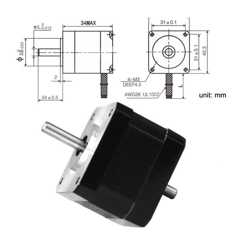 42BYGH34-1304B 1.3A 0.30N 3D Printer 42-Step Moto Dual Output Shaft Carving Machine