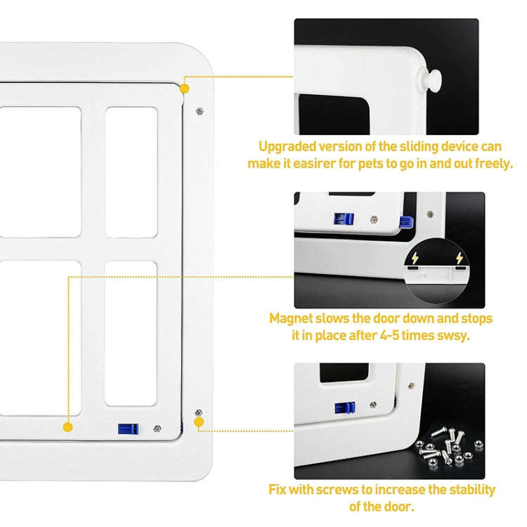 34cmx 44cm  Pet Plaid Door For Screen Window Door Hole With Automatic Closure Lockable(White)