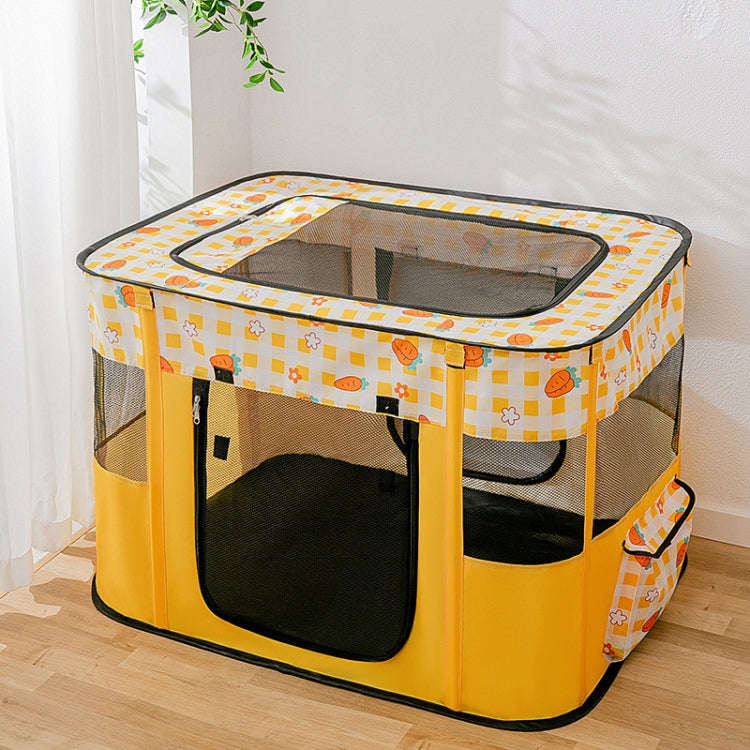 Rectangular Foldable Pet Fence Dog and Cat Litter Pet Delivery Room M(Yellow Carrot)