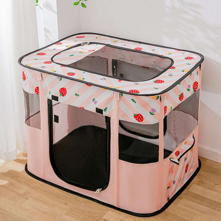 Rectangular Foldable Pet Fence Dog and Cat Litter Pet Delivery Room XL(Pink Strawberry)