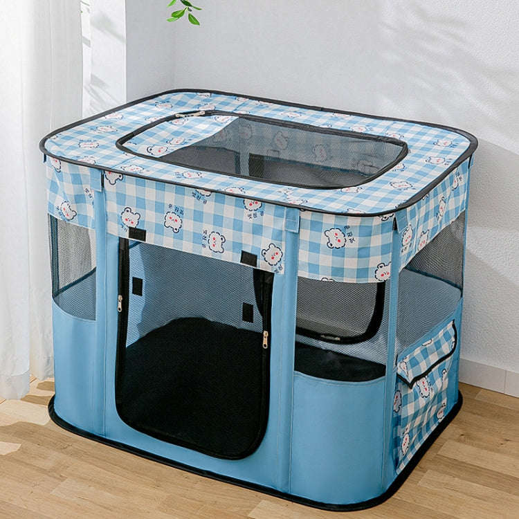 Rectangular Foldable Pet Fence Dog and Cat Litter Pet Delivery Room XL(Blue Panda)