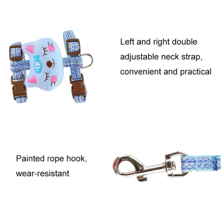 Comfortable Adjustable Anti-Escape Cat Leash, Size: S(Green)
