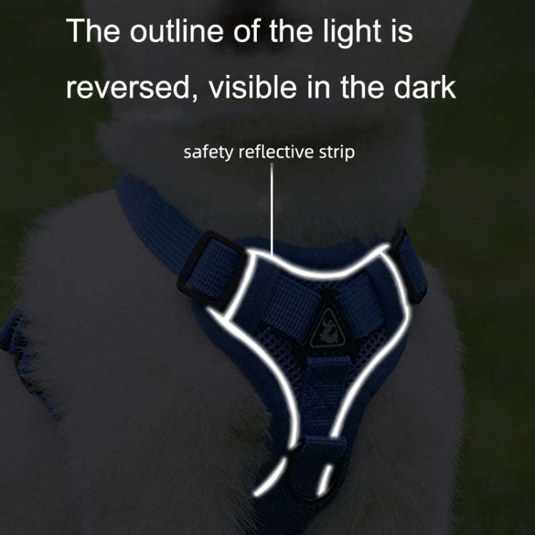 HT-864 Pet Traction Rope Reflective Breathable Dog Chest Strap Vest, Size: S(Blue)