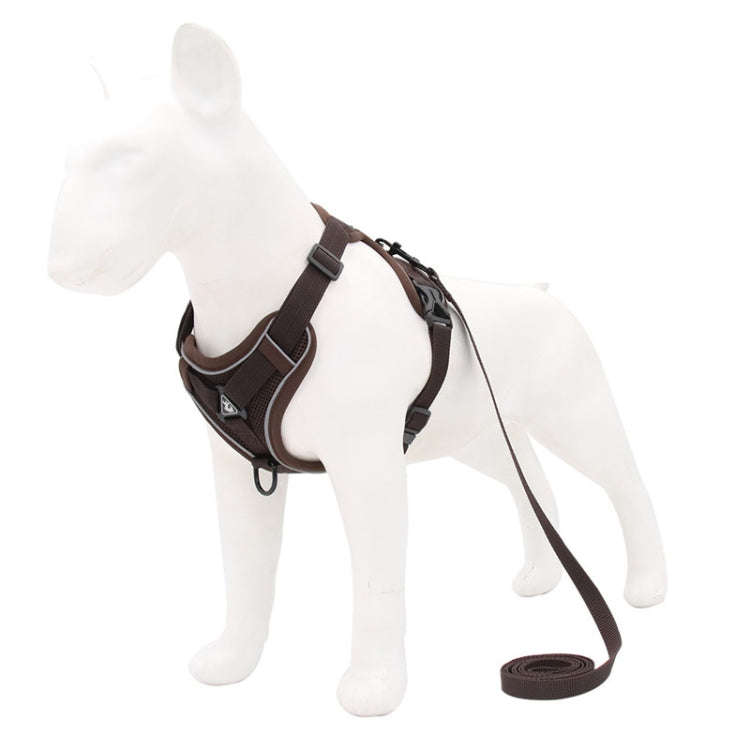 HT-864 Pet Traction Rope Reflective Breathable Dog Chest Strap Vest, Size: L(Coffee)