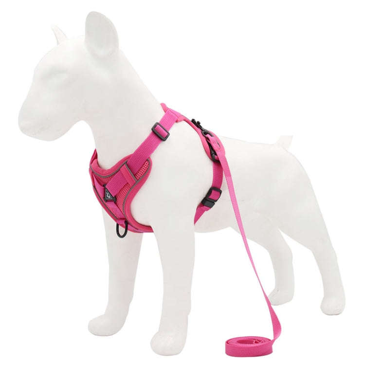HT-864 Pet Traction Rope Reflective Breathable Dog Chest Strap Vest, Size: L(Rose red)