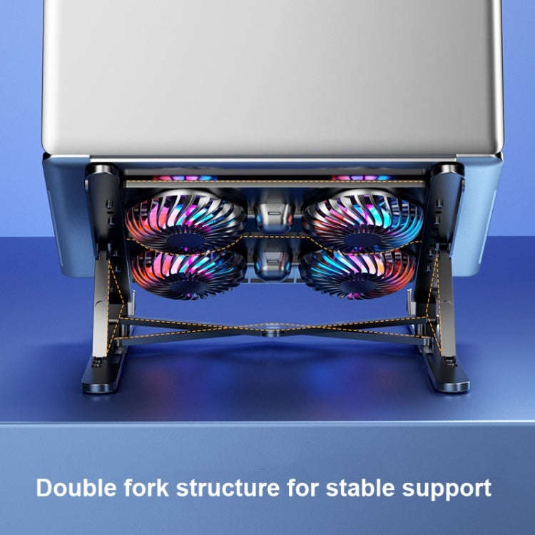 Laptop Radiator Bracket Folding Storage Air-cooled Cooling Base,Style: Four Fan