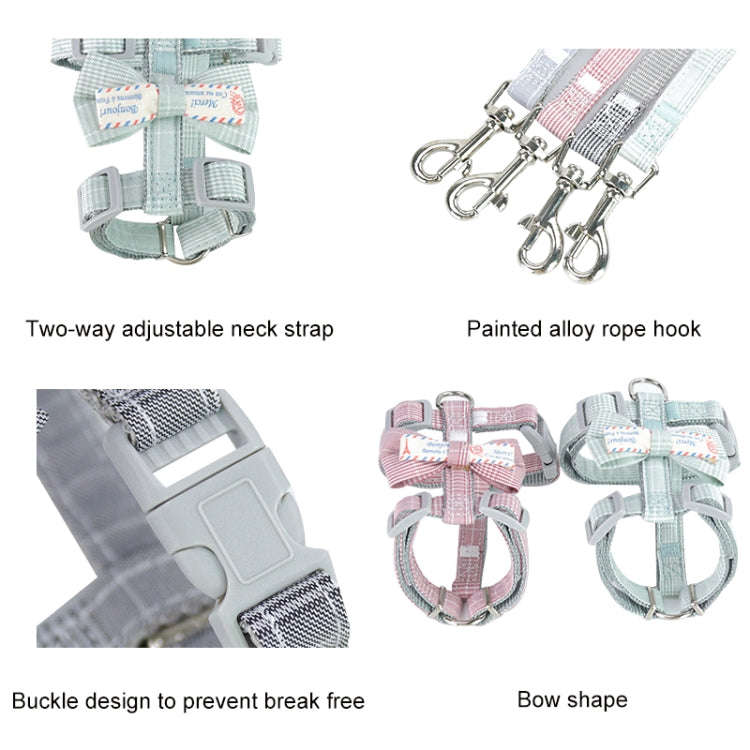 Bow-knot Anti-breakaway Adjustable Cat Leash S(Light Gray)