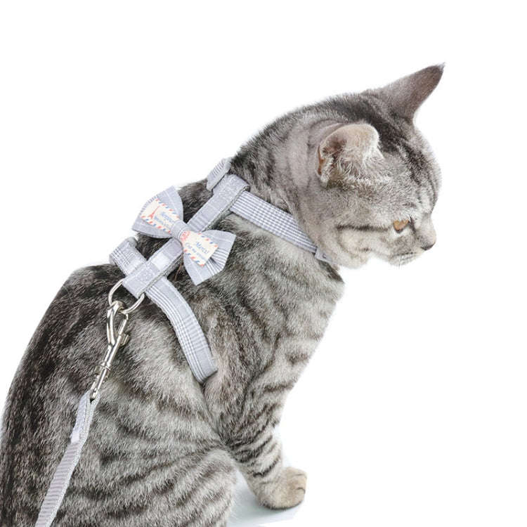 Bow-knot Anti-breakaway Adjustable Cat Leash L(Grey)