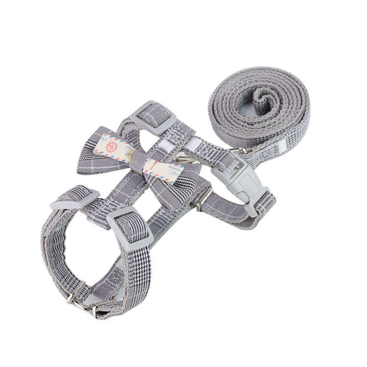 Bow-knot Anti-breakaway Adjustable Cat Leash L(Grey)