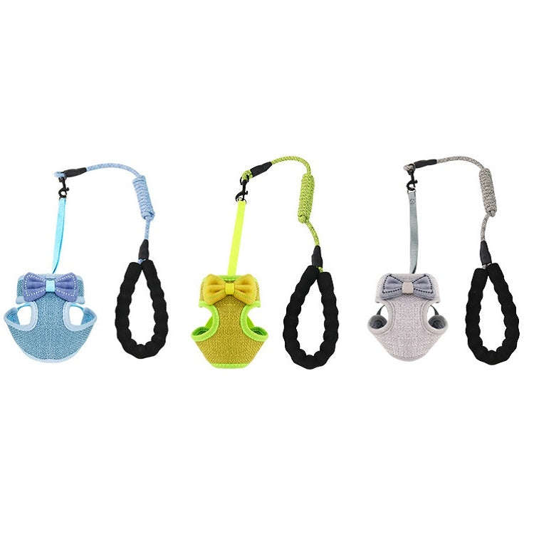 Bow Vest Type Adjustable Cat Leash(Gray)