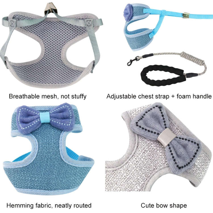 Bow Vest Type Adjustable Cat Leash(Gray)