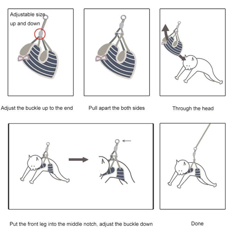 Bow Vest Type Adjustable Cat Leash(Gray)
