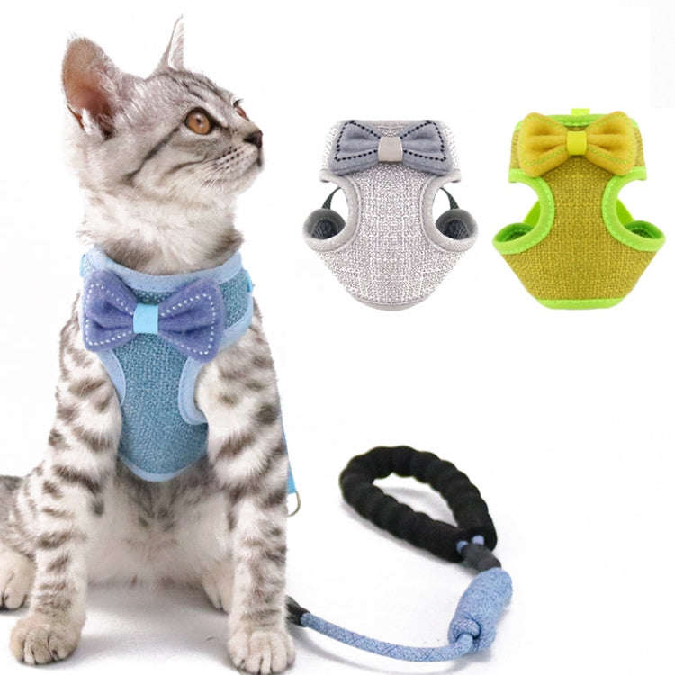 Bow Vest Type Adjustable Cat Leash(Gray)