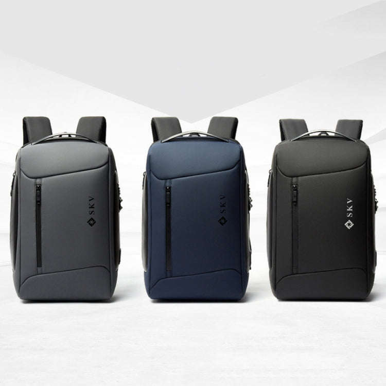 SKV B20430 Men Large Capacity Commute Computer Bag Business Casual Backpack(Black)