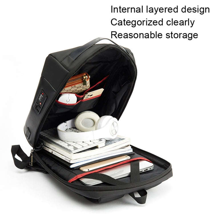 SKV B20430 Men Large Capacity Commute Computer Bag Business Casual Backpack(Black)