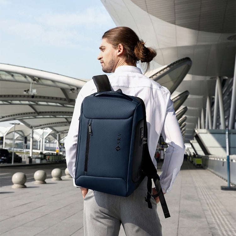 SKV B20430 Men Large Capacity Commute Computer Bag Business Casual Backpack(Black)