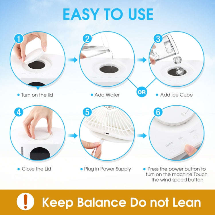 Desktop Spray Humidification Cooler Portable Water Fan(White)