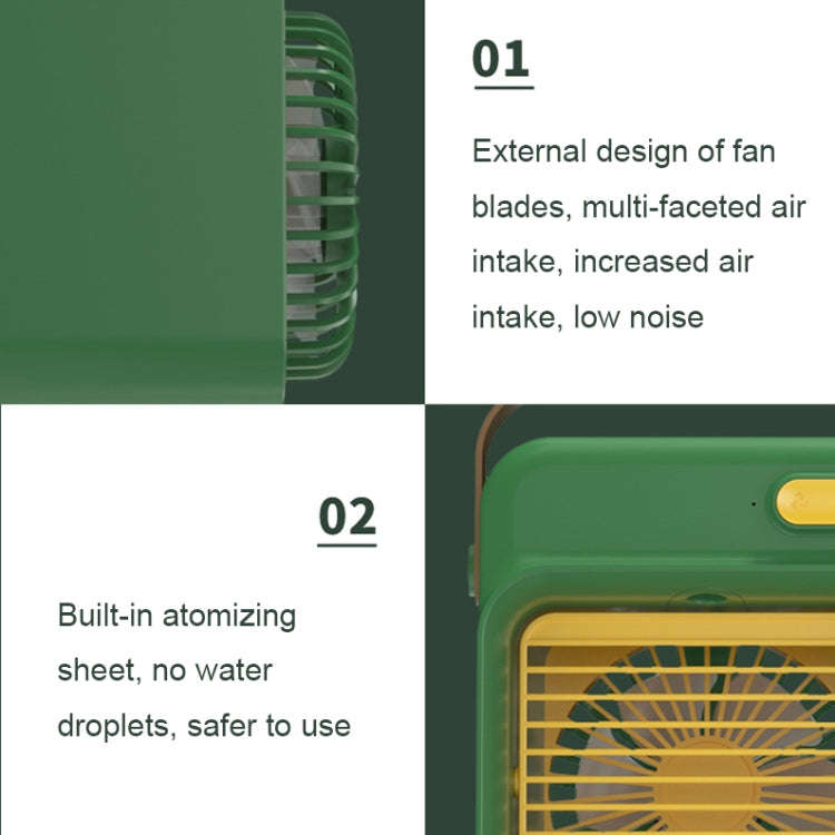 F05 USB Portable Mini Multifunctional Spray Cooling Fan, Spec: Plug-in Model (Green)