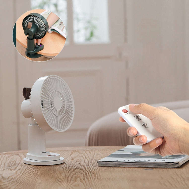 Smart Remote Control Usb Charging Shaking Head Desktop Fan Stroller Clip Fan(White)