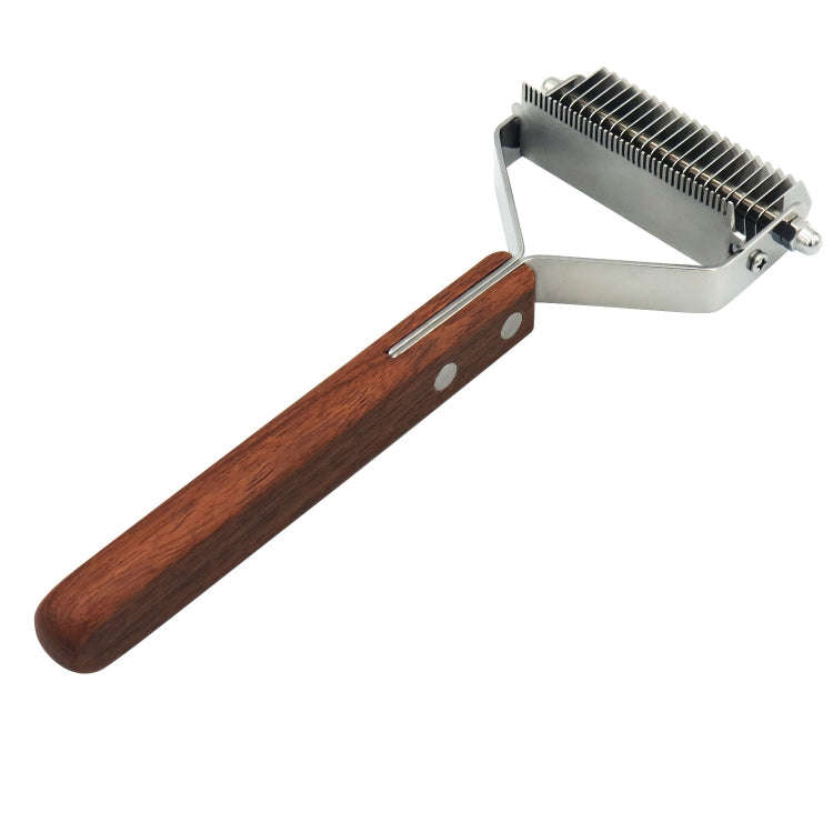 Pet Wooden Handle Dual-purpose Stainless Steel Comb Pet Hair Removal Comb(DS-Y075)