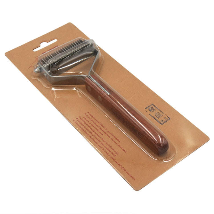 Pet Wooden Handle Dual-purpose Stainless Steel Comb Pet Hair Removal Comb(DS-Y075)