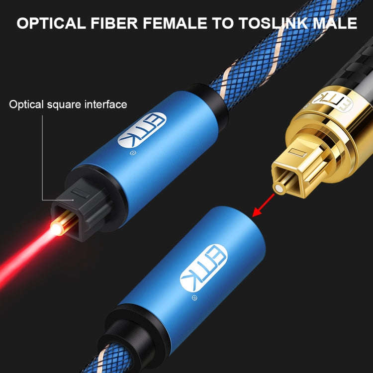 EMK Male To Female SPDIF Paired Digital Optical Audio Extension Cable, Cable Length: 3m (Blue)