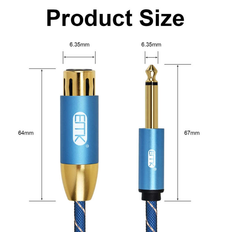 EMK KN603 2Pin 6.5mm Canon Line Balanced Audio Microphone Line,Cable Length: 1m(Blue)