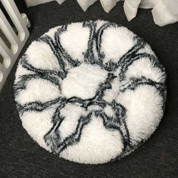 Long-haired Round Pet Kennel Warm Pet Bed, Specification: 40cm(Dark Gray)