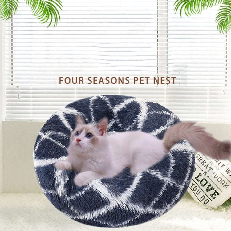 Long-haired Round Pet Kennel Warm Pet Bed, Specification: 40cm(Blue)