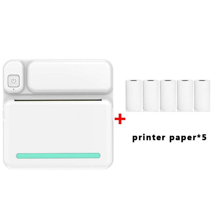 C19 200DPI Student Homework Printer Bluetooth Inkless Pocket Printer Blue Printer Paper x 5
