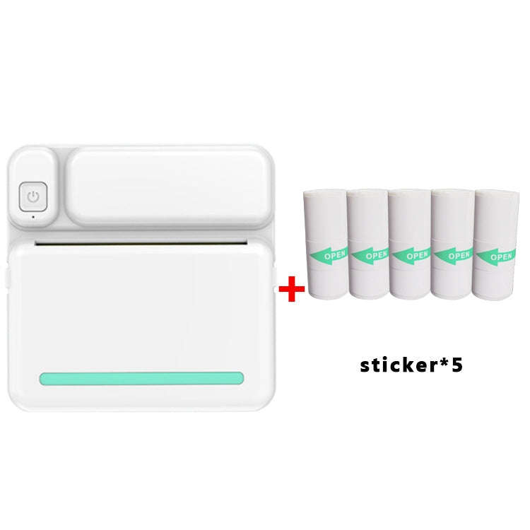 C19 200DPI Student Homework Printer Bluetooth Inkless Pocket Printer Blue Sticker x 5