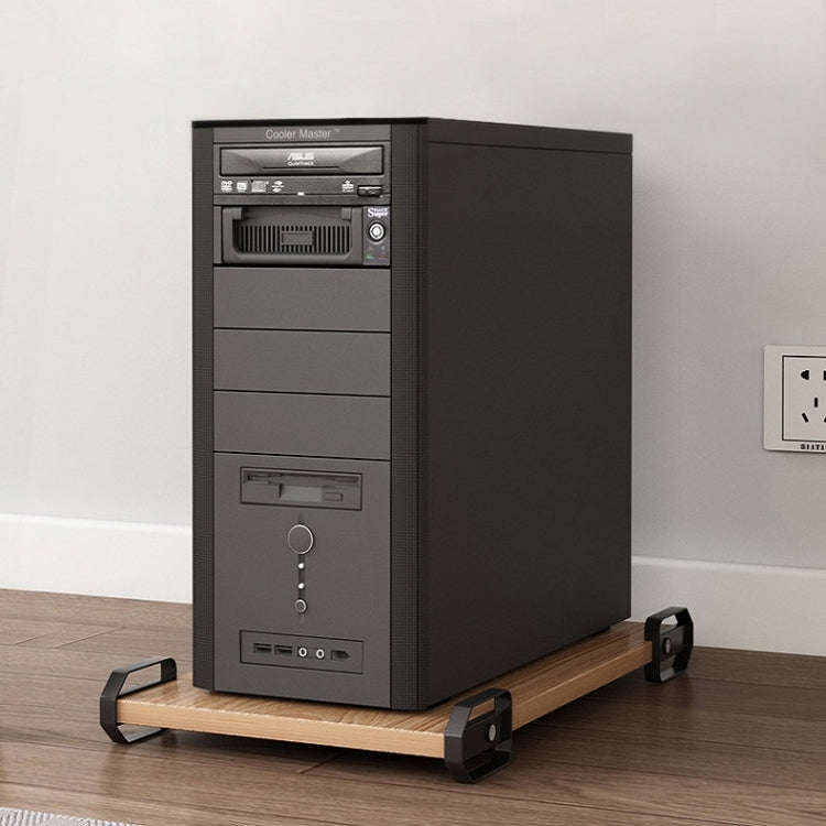 Wooden Removable Height-raising Base For Desktop Computer Host Universal Wheel Rubber Wood 25x50cm
