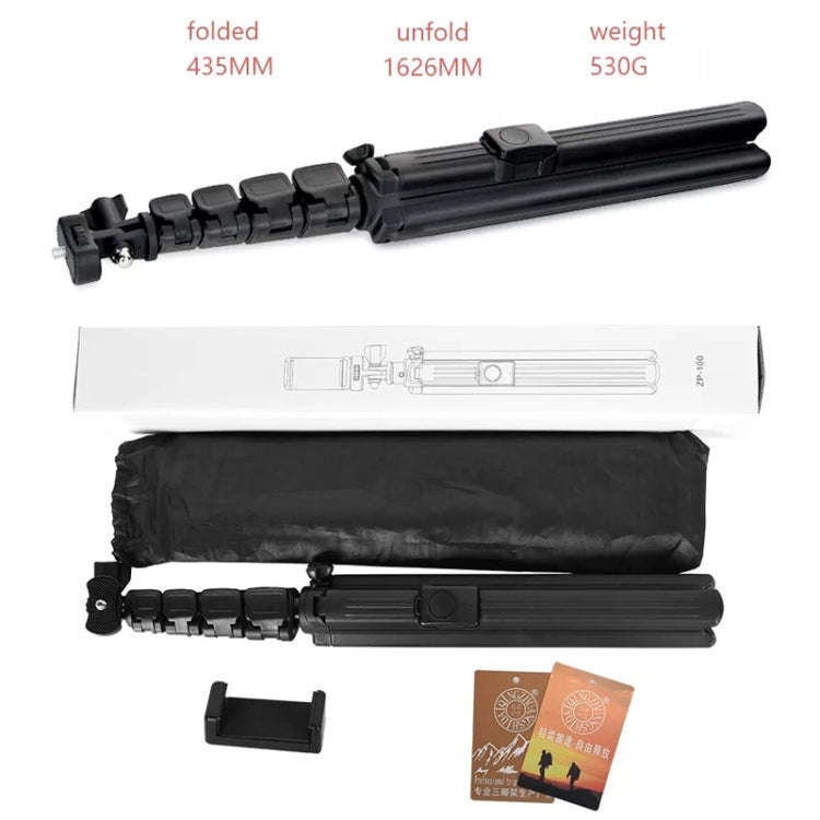 QingZhuangShiDai ZP100B Aluminum Alloy Floor Phone Stand Live Bluetooth Phone Selfie Stick
