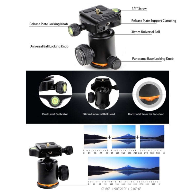 QingZhuangShiDai Q999S Portable Projector Photography Camera Live Gimbal Tripod(Black)