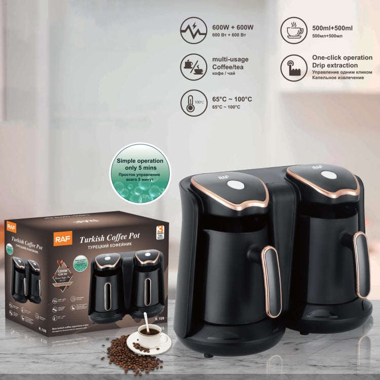 RAF R.109 Household Heating Coffee Pot Portable Office Coffee Tea Maker, EU Plug(Black Gold)