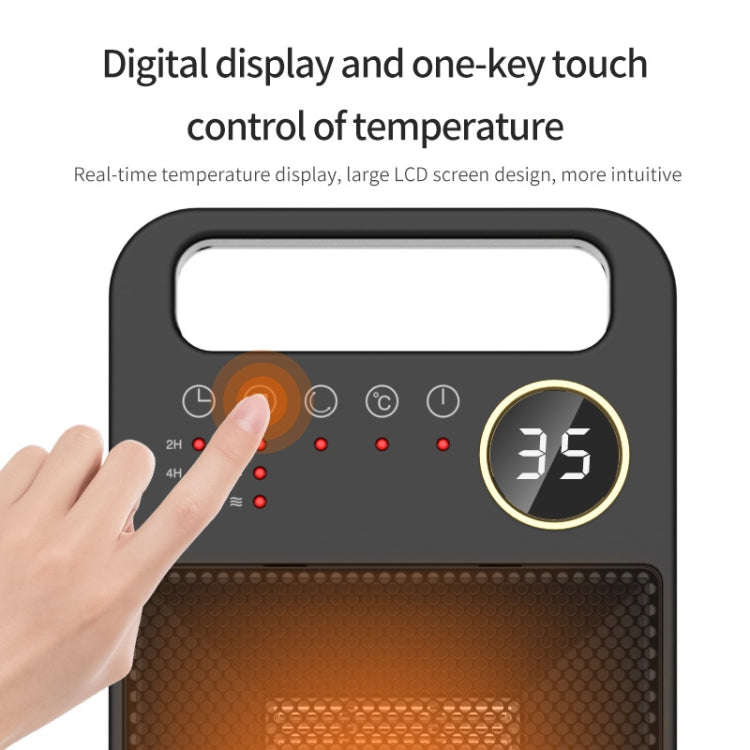 LCD Digital Display Rotary Remote Control Heater PTC Ceramic Heating Heater, Spec: EU Plug (Black)