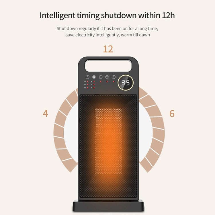LCD Digital Display Rotary Remote Control Heater PTC Ceramic Heating Heater, Spec: EU Plug (Black)