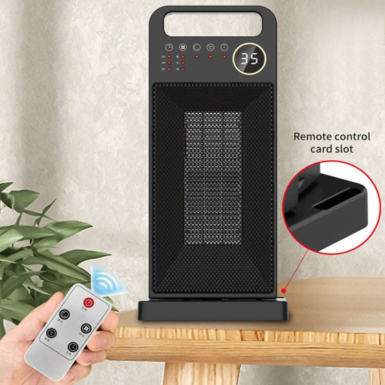 LCD Digital Display Rotary Remote Control Heater PTC Ceramic Heating Heater, Spec: EU Plug (Black)